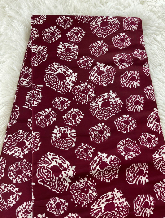 African Print Fabric/Ankara-Wine and Ivory Cir Design/by the yard/ African fabric/African headwrap//Ankara /MK10/Crafting DIY/Sewing Supplie