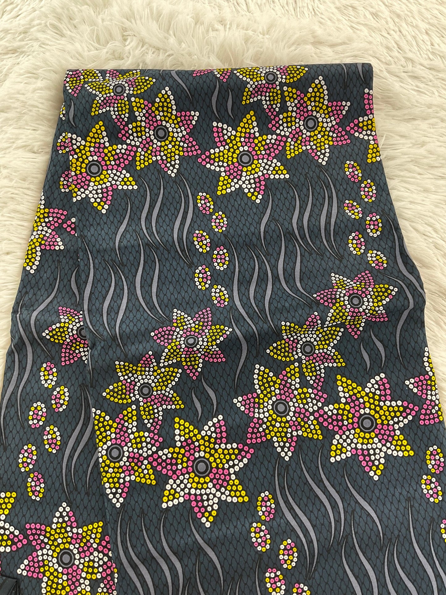 African Fabric/African prints/ Ankara fabric/ African fabric by the yard/African fabric/ African fabric 6 yards/MK440/Grey,Pink,Yellow Fabri