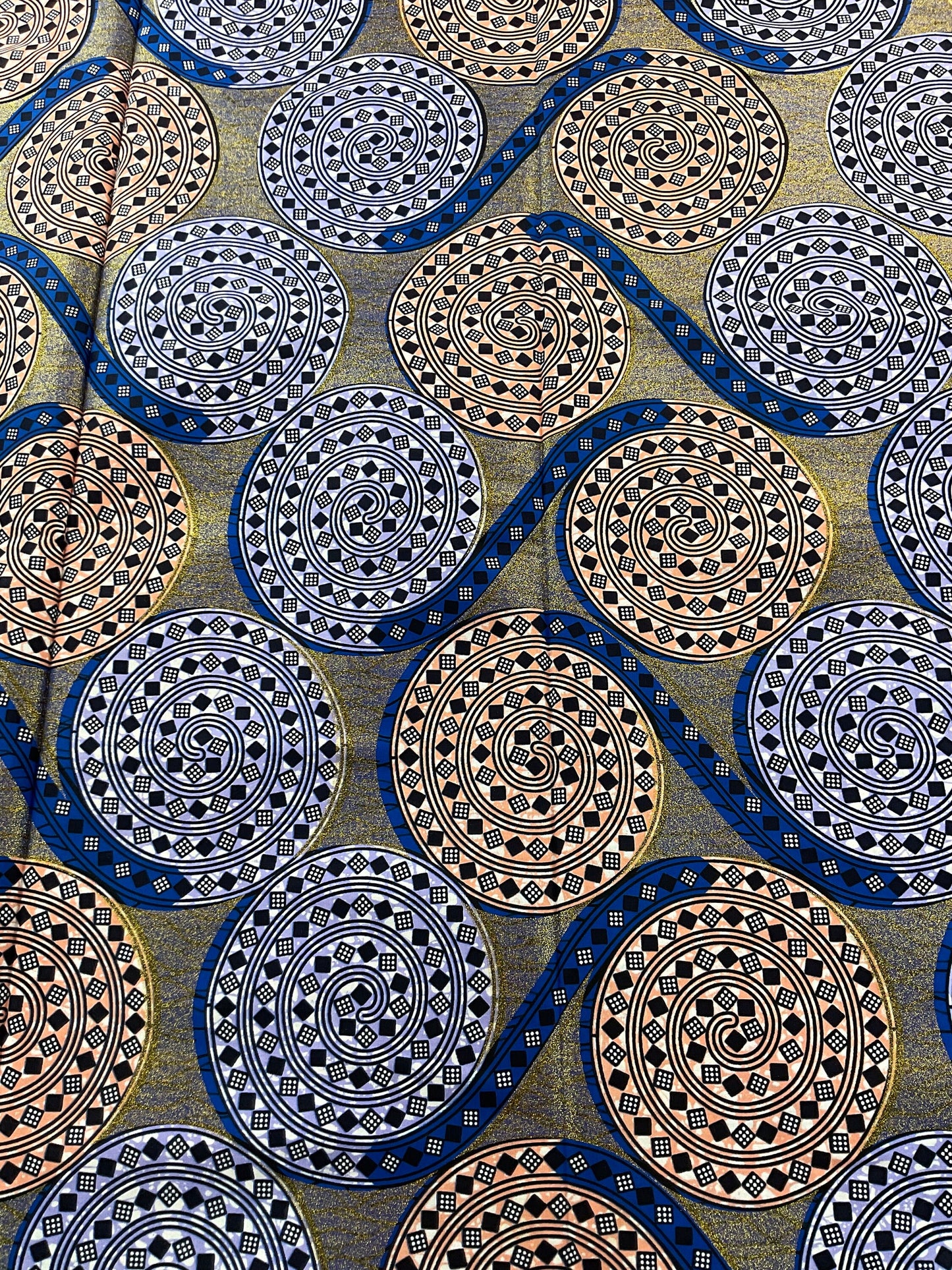 African fabric/African prints/ Ankara fabric/ African Wax/ Burning bush African fabric/ African headwrap/Blue,Peach and Gold Fabric /MK514