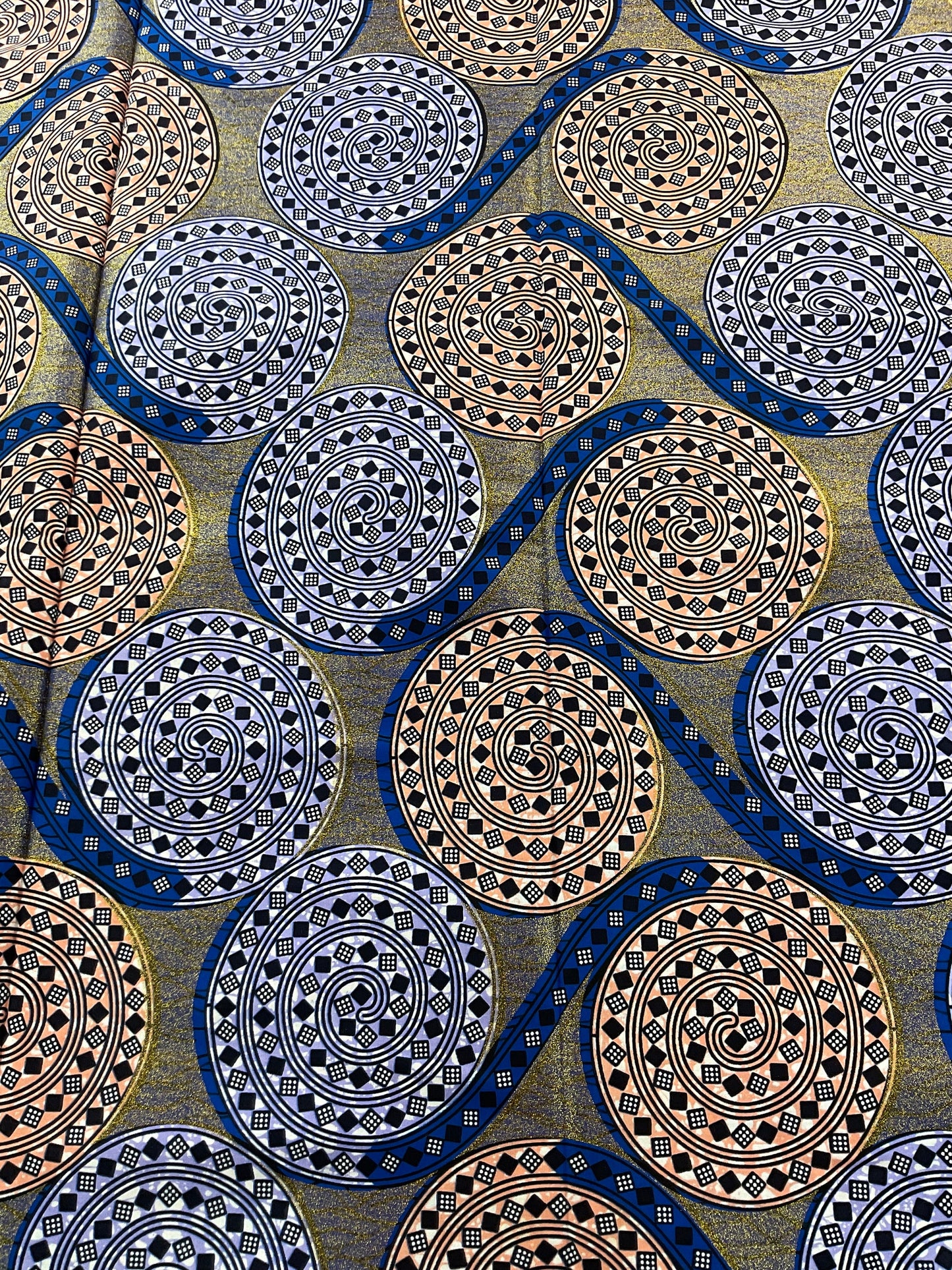African fabric/African prints/ Ankara fabric/ African Wax/ Burning bush African fabric/ African headwrap/Blue,Peach and Gold Fabric /MK514