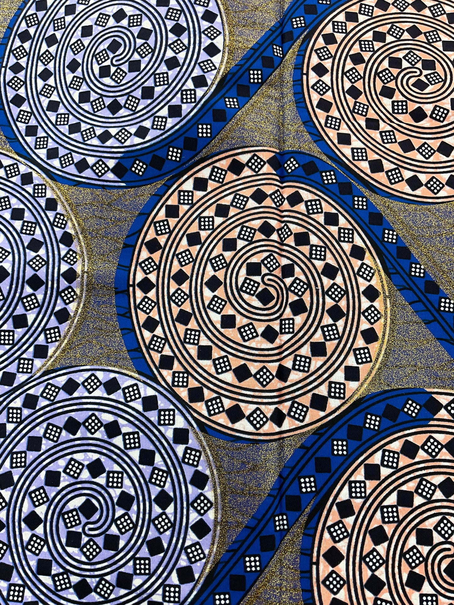 African fabric/African prints/ Ankara fabric/ African Wax/ Burning bush African fabric/ African headwrap/Blue,Peach and Gold Fabric /MK514