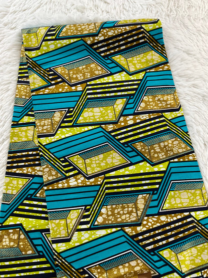 African Fabric/African Prints/ Ankara fabric/ African wax/Hollandais/ Blue andGold African fabric/MK191/Ankara Fabric By The Yard/Wax Fabr