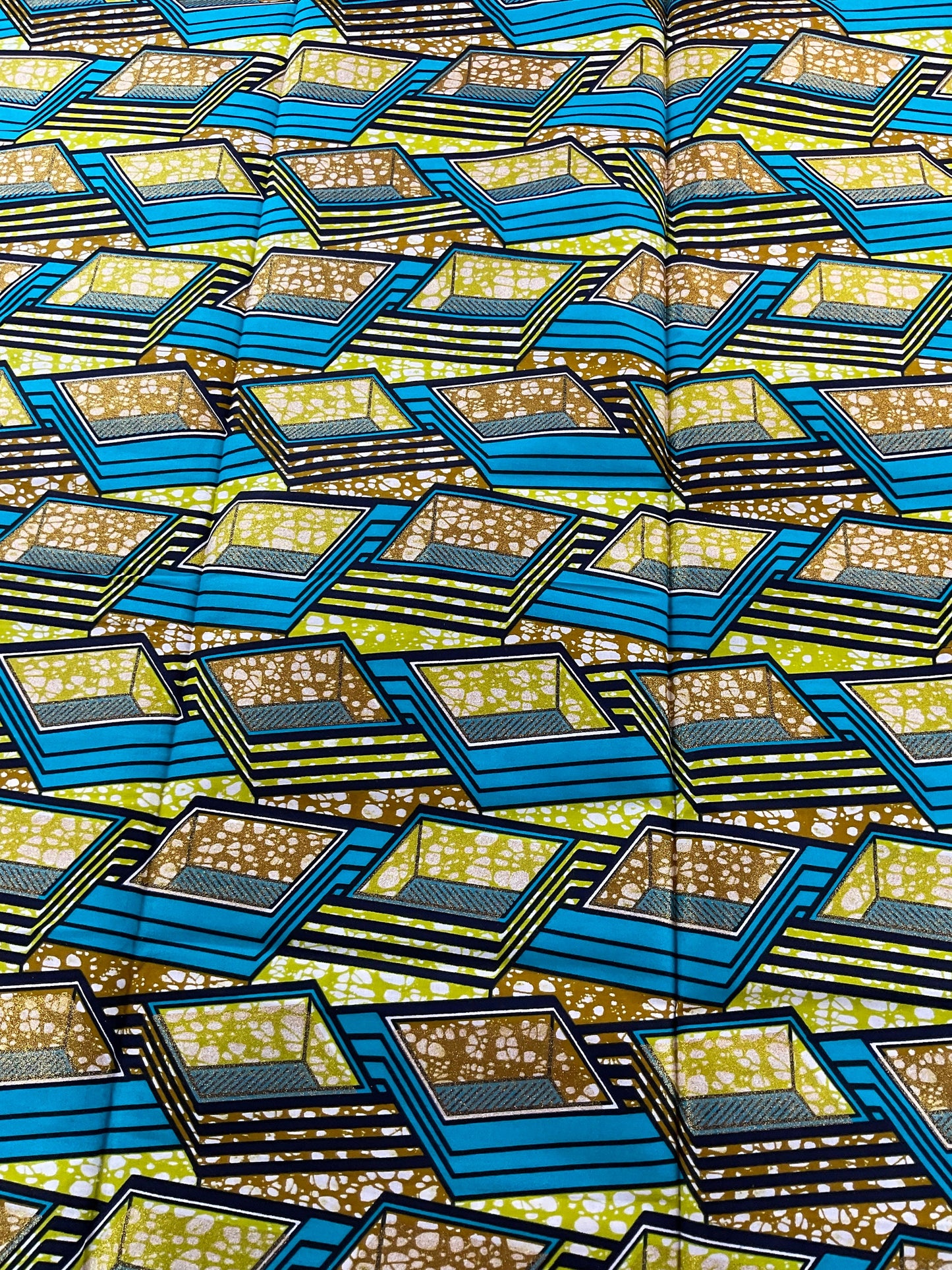 African Fabric/African Prints/ Ankara fabric/ African wax/Hollandais/ Blue andGold African fabric/MK191/Ankara Fabric By The Yard/Wax Fabr