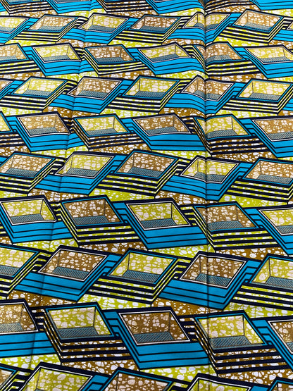 African Fabric/African Prints/ Ankara fabric/ African wax/Hollandais/ Blue andGold African fabric/MK191/Ankara Fabric By The Yard/Wax Fabr