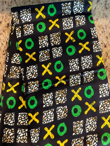 African Fabric/African prints/ Ankara fabric/ African wax/Hollandais/ African fabric/ African fabric 6 yards/FG99/Black and Green Fabric