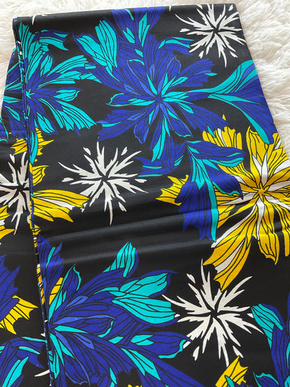 African Fabric/African prints/ Ankara fabric/ African fabric per yard/ African fabric for crafts/ African fabri/DK03/Blue Teal Black Yellow