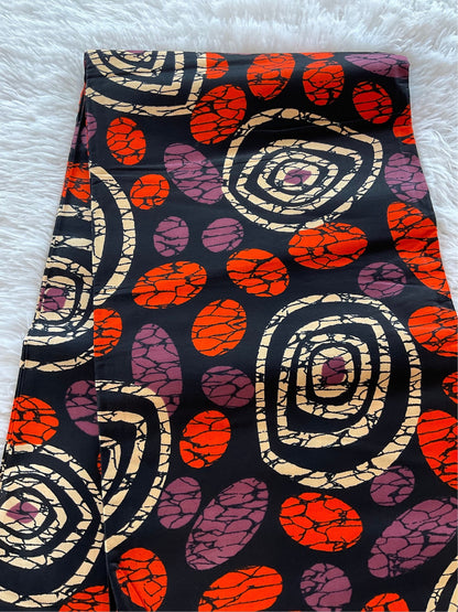 African Fabric/African prints/ Ankara fabric/ African fabric per yard/ African fabric for crafts/ African fabri/FG07/Black Oranges Cream Fab