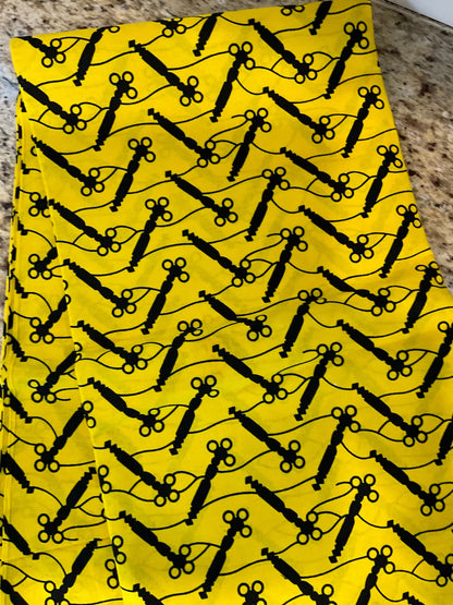 African Fabric/African prints/ Ankara fabric/ African fabric by the yard/ Wax prints/ African fabric for apparels/Yellow African Fabric/Mudc