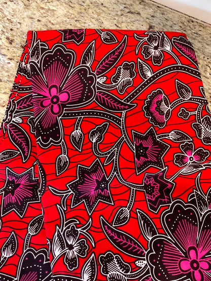 African Fabric/African prints/ Ankara fabric/ African wax/Hollandais/Red and Pink African fabric/MK436