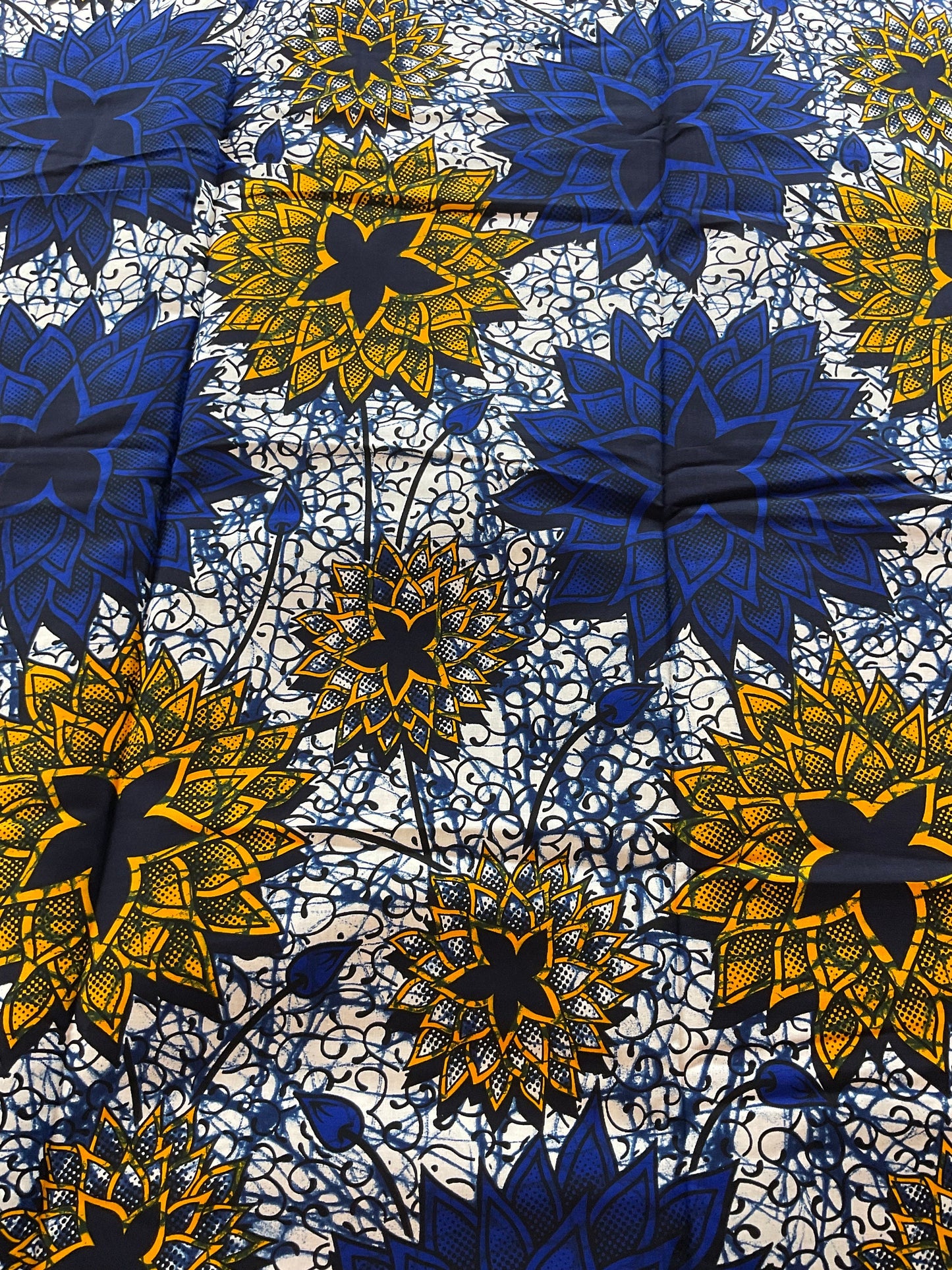 African Fabric/African prints/ Ankara fabric/ African wax/African fabric/ African fabric 6 yards/MK128/Blue and Yellow Fabric/Wax