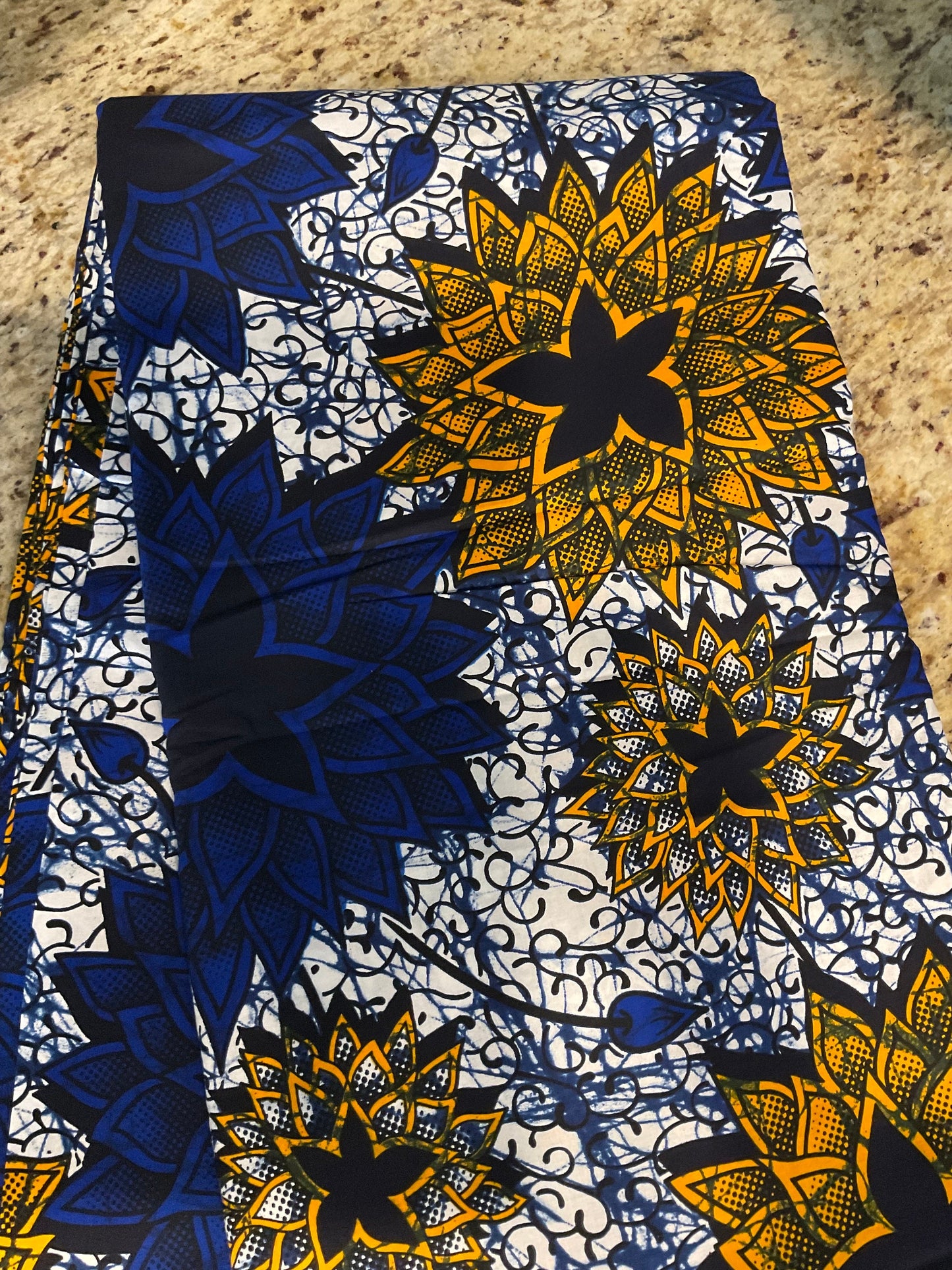 African Fabric/African prints/ Ankara fabric/ African wax/African fabric/ African fabric 6 yards/MK128/Blue and Yellow Fabric/Wax