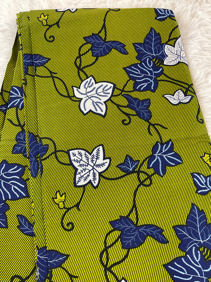 African Fabric/African prints/ Ankara fabric/ African wax/Hollandais/MK171/Green White Blue Fabric/