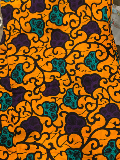 Ankara Fabric/African Fabric/Triba Print/Yellow Purple Turquoise Fabric/Headwrap Fabric/Wax Print Fabric/Tissu Ankara