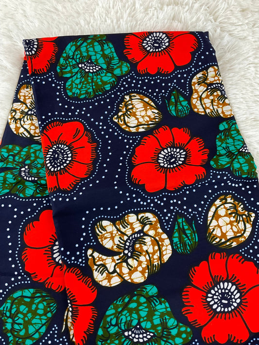 African Fabric/African prints/ Ankara fabric/ African fabric by the yard/ Wax prints/ Ankara-Black Green Orange /MK751