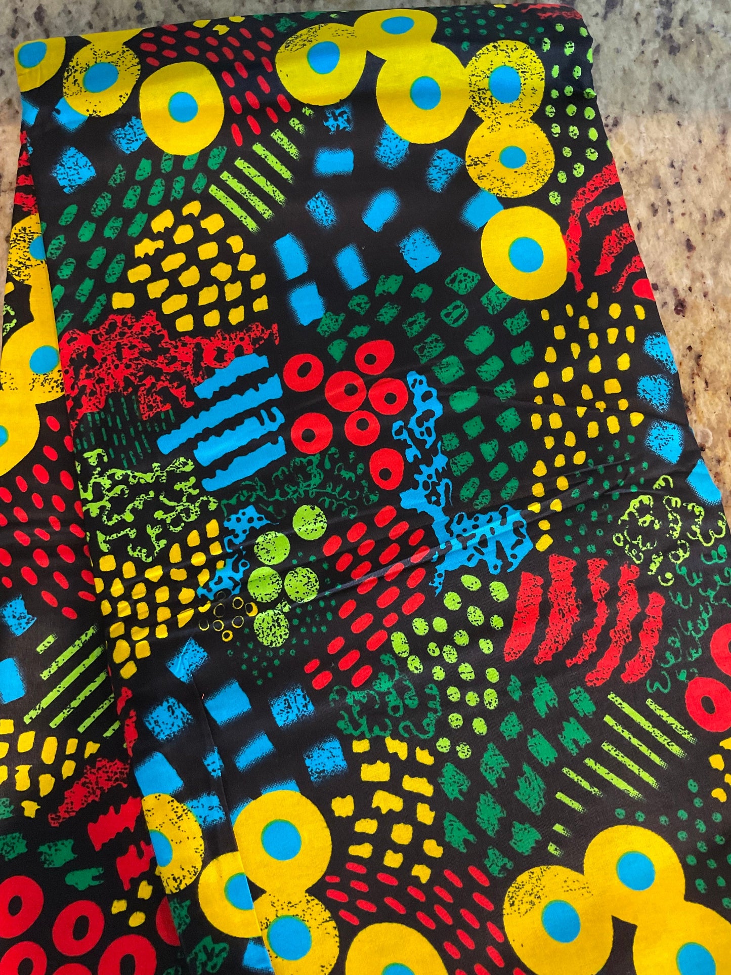 African Fabric/African prints/ Ankara fabric/ Wax print/ African fabric for decor/ African fabric for crafts/MK104/Black Yellow Blue Red Fab
