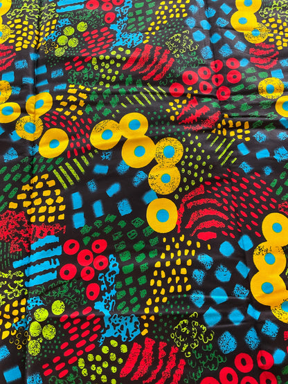 African Fabric/African prints/ Ankara fabric/ Wax print/ African fabric for decor/ African fabric for crafts/MK104/Black Yellow Blue Red Fab