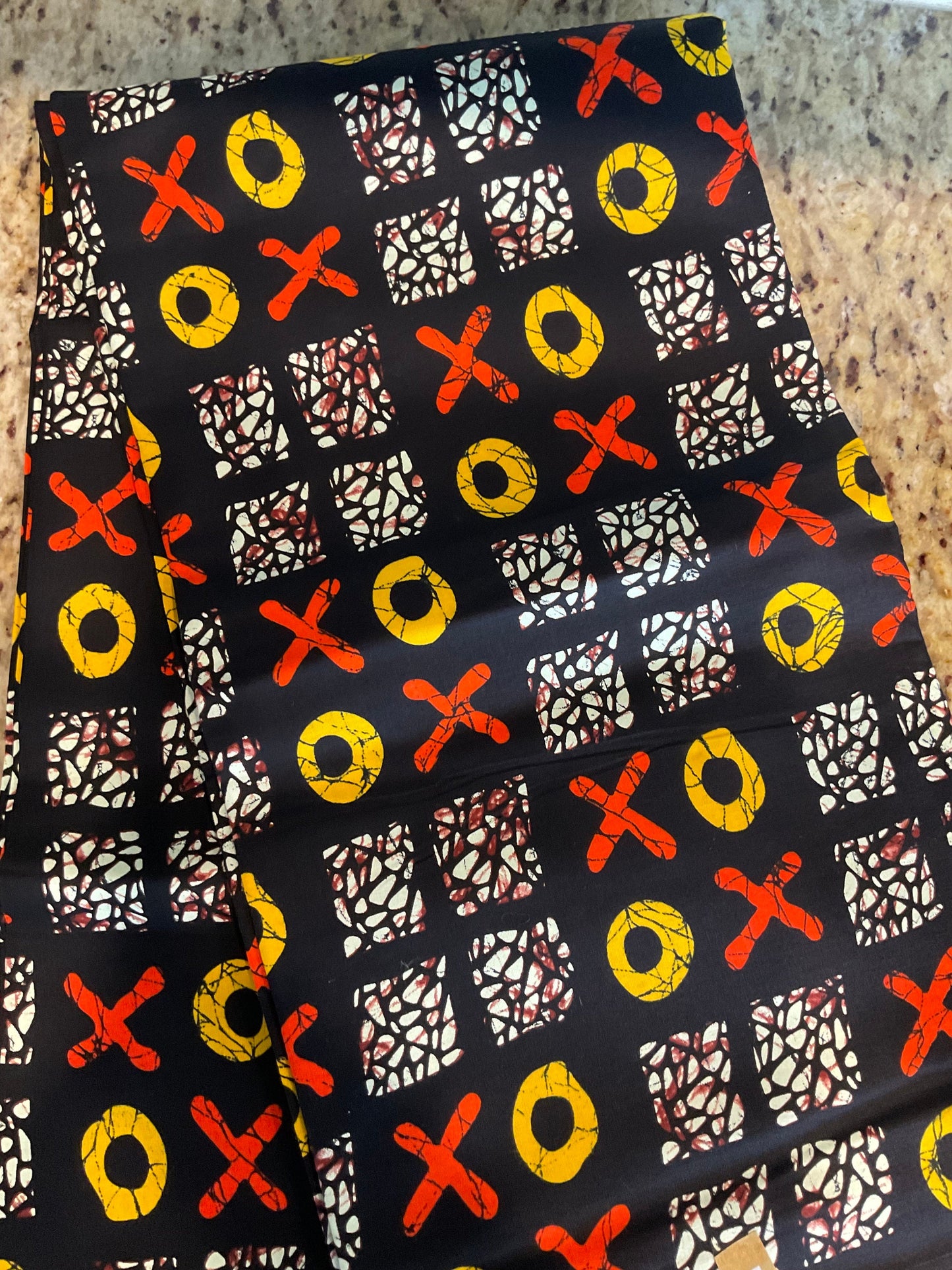 African Fabric/African Print/Ankara -Black Red Yellow Print/African Crafts/Fabrics/Gift For Her/By The Yard/Danshiki Fabric/MK602