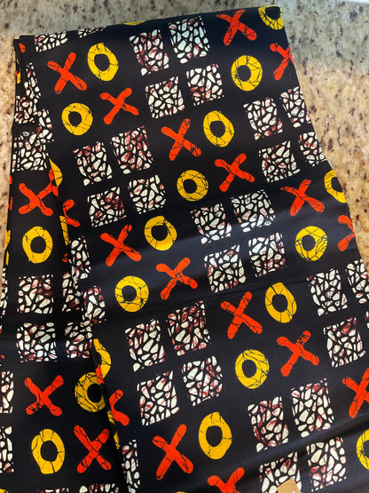 African Fabric/African Print/Ankara -Black Red Yellow Print/African Crafts/Fabrics/Gift For Her/By The Yard/Danshiki Fabric/MK602