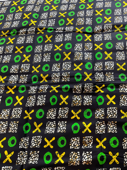 African Fabric/African prints/ Ankara fabric/ African wax/Hollandais/ African fabric/ African fabric 6 yards/FG99/Black and Green Fabric