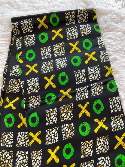 African Fabric/African prints/ Ankara fabric/ African wax/Hollandais/ African fabric/ African fabric 6 yards/FG99/Black and Green Fabric