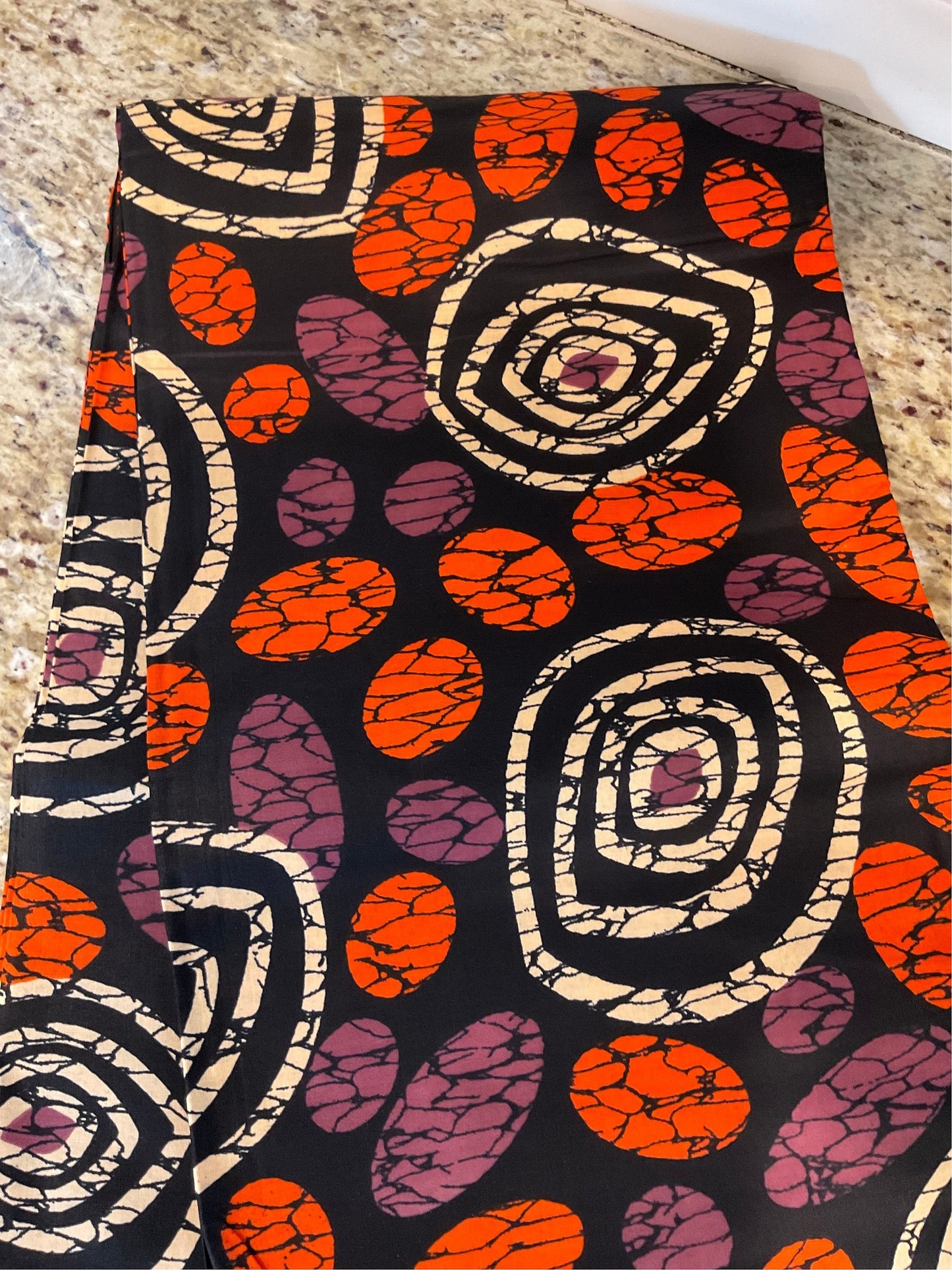 African Fabric/African prints/ Ankara fabric/ African fabric per yard/ African fabric for crafts/ African fabri/FG07/Black Oranges Cream Fab