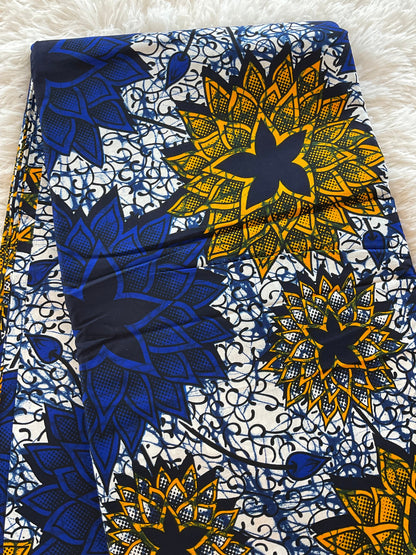 African Fabric/African prints/ Ankara fabric/ African wax/African fabric/ African fabric 6 yards/MK128/Blue and Yellow Fabric/Wax