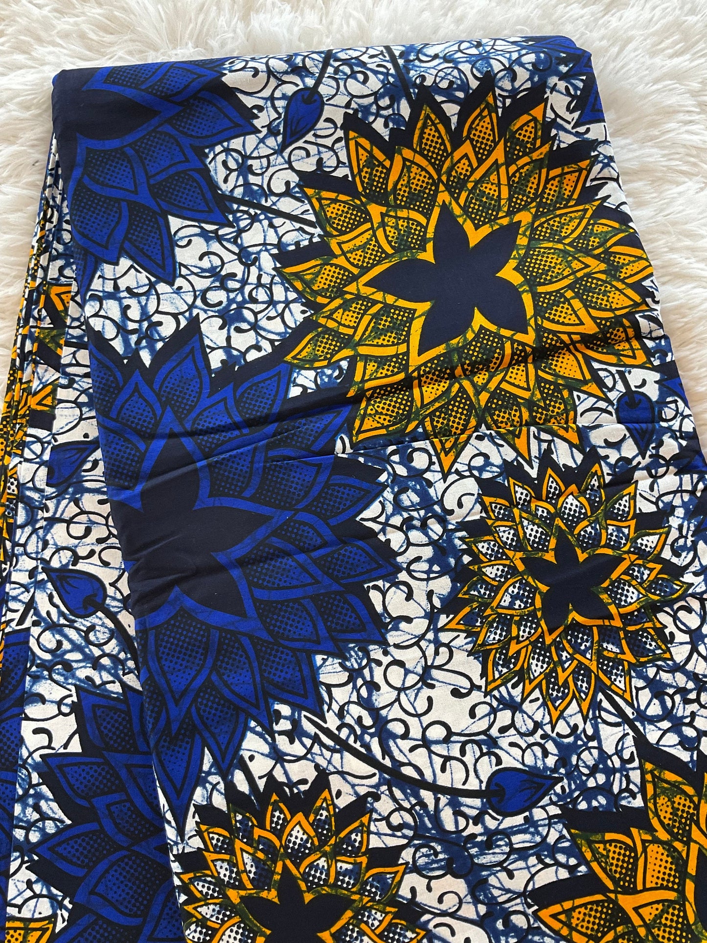 African Fabric/African prints/ Ankara fabric/ African wax/African fabric/ African fabric 6 yards/MK128/Blue and Yellow Fabric/Wax