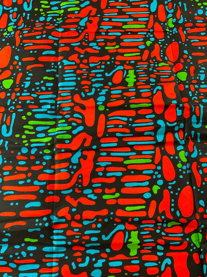 African Fabric/African prints/ Ankara fabric/ African wax/Hollandais/ African fabric/ African fabric 6 yards/FG88cc/Orange Turquoise Black G