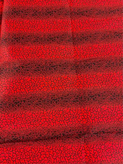 African Fabric/ African Print Fabric/African Wax Fabric/Ankara-Red and Black Fabric/Gift For Her/Fabric/DT0z