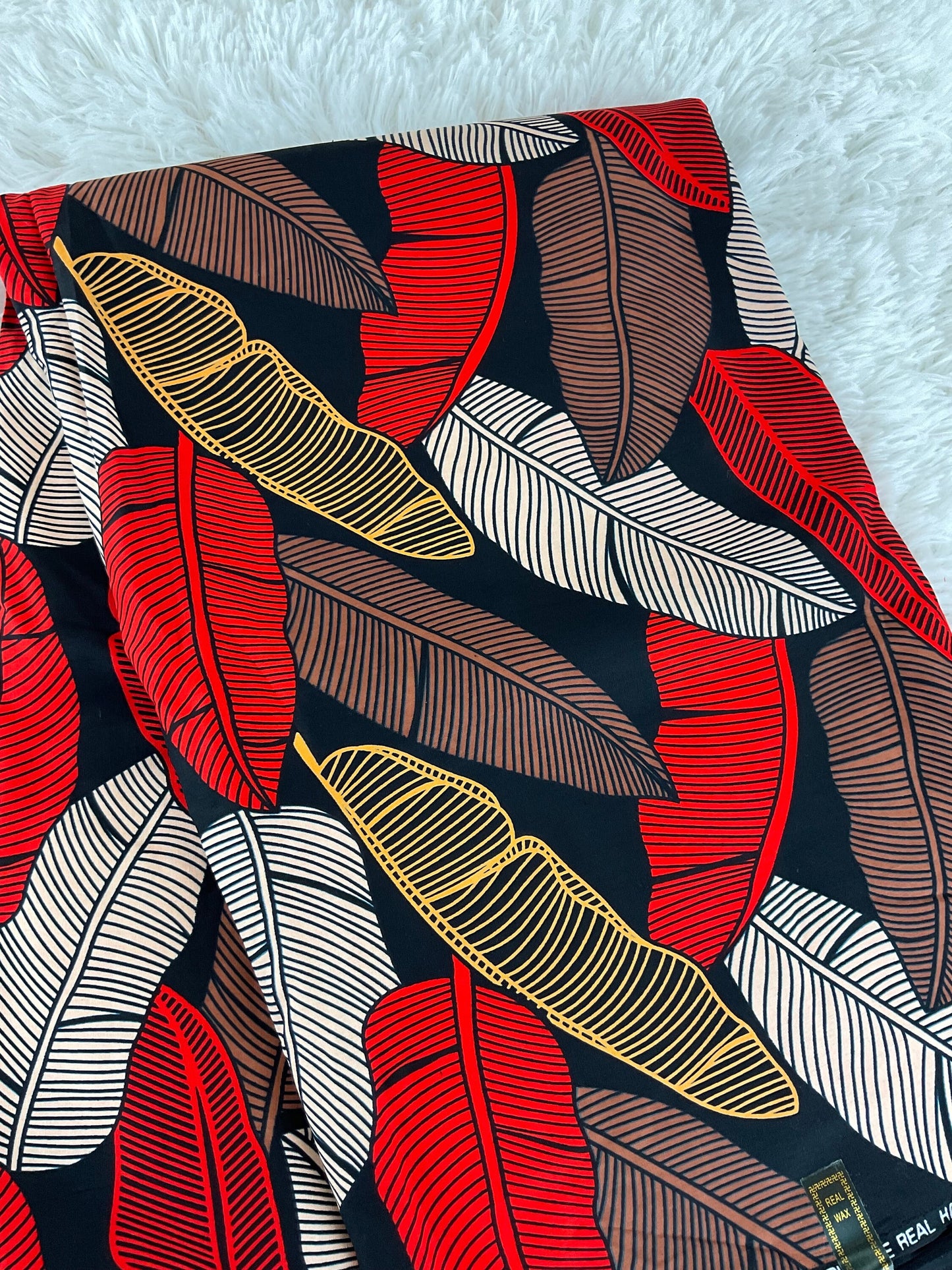 African Fabric/African Print Fabric/Ankara-black and orange floral des/ African fabric per yard/ African fabric for crafts/ African fab/CK32