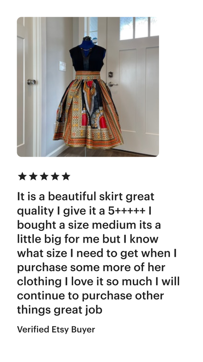 African Midi Skirt With Pockets/Ankara Skirt/African Clothing/VA47