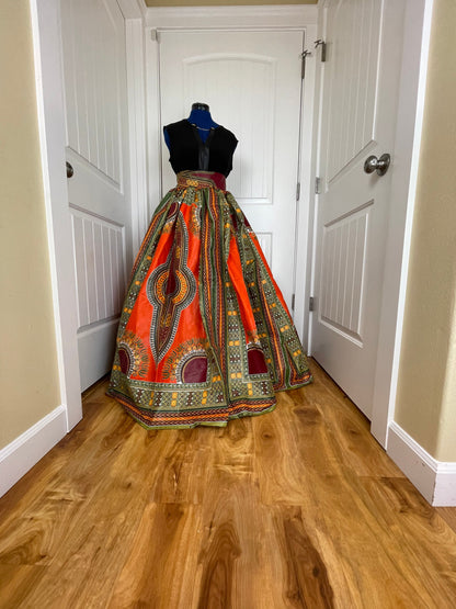 African skirt for sale/Ankara maxi skirt/Ethnic maxi skirt/Orange African maxi skirt/Danshiki maxi skirt/African long skirt/Maxi skirt/