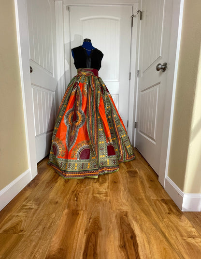 African skirt for sale/Ankara maxi skirt/Ethnic maxi skirt/Orange African maxi skirt/Danshiki maxi skirt/African long skirt/Maxi skirt/