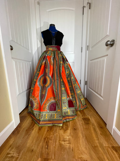 African skirt for sale/Ankara maxi skirt/Ethnic maxi skirt/Orange African maxi skirt/Danshiki maxi skirt/African long skirt/Maxi skirt/