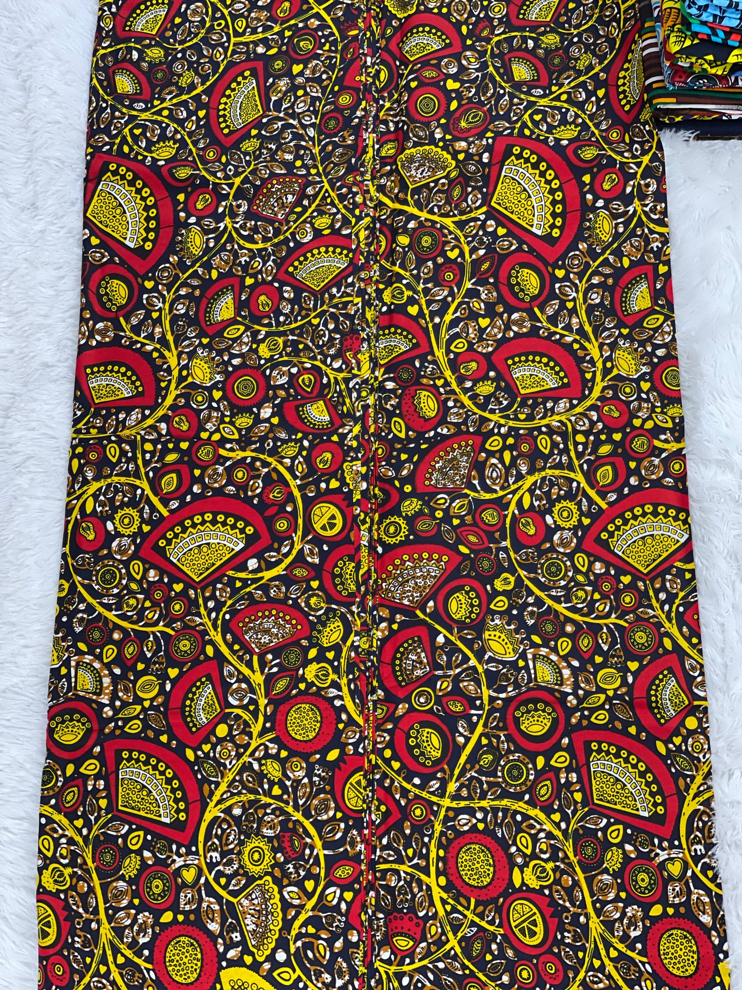 Gold Red African Print Fabric/Ankara Cotton 100%/KM9