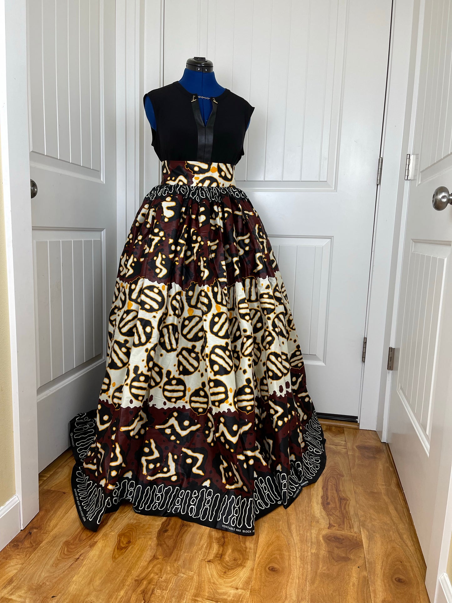 Brown and white African maxi skirt/ African women clothing/ Ankara maxi skirt/ African print skirt/ Ankara skirt/ skirt