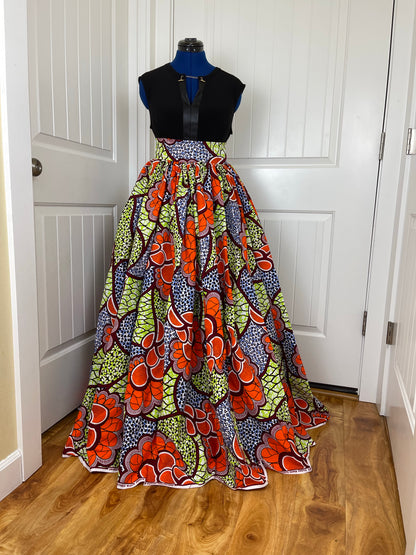 Orange African maxi skirt/ African women skirt/ Ankara maxi skirt/ African print skirt/ Ankara skirt/ skirt