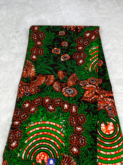 African fabric Ankara fabric/Danshiki/KM17/Green Fabric/African fabric by the yard/African fabric pattern