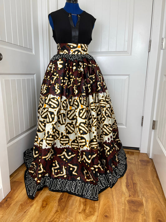 Brown and white African maxi skirt/ African women clothing/ Ankara maxi skirt/ African print skirt/ Ankara skirt/ skirt