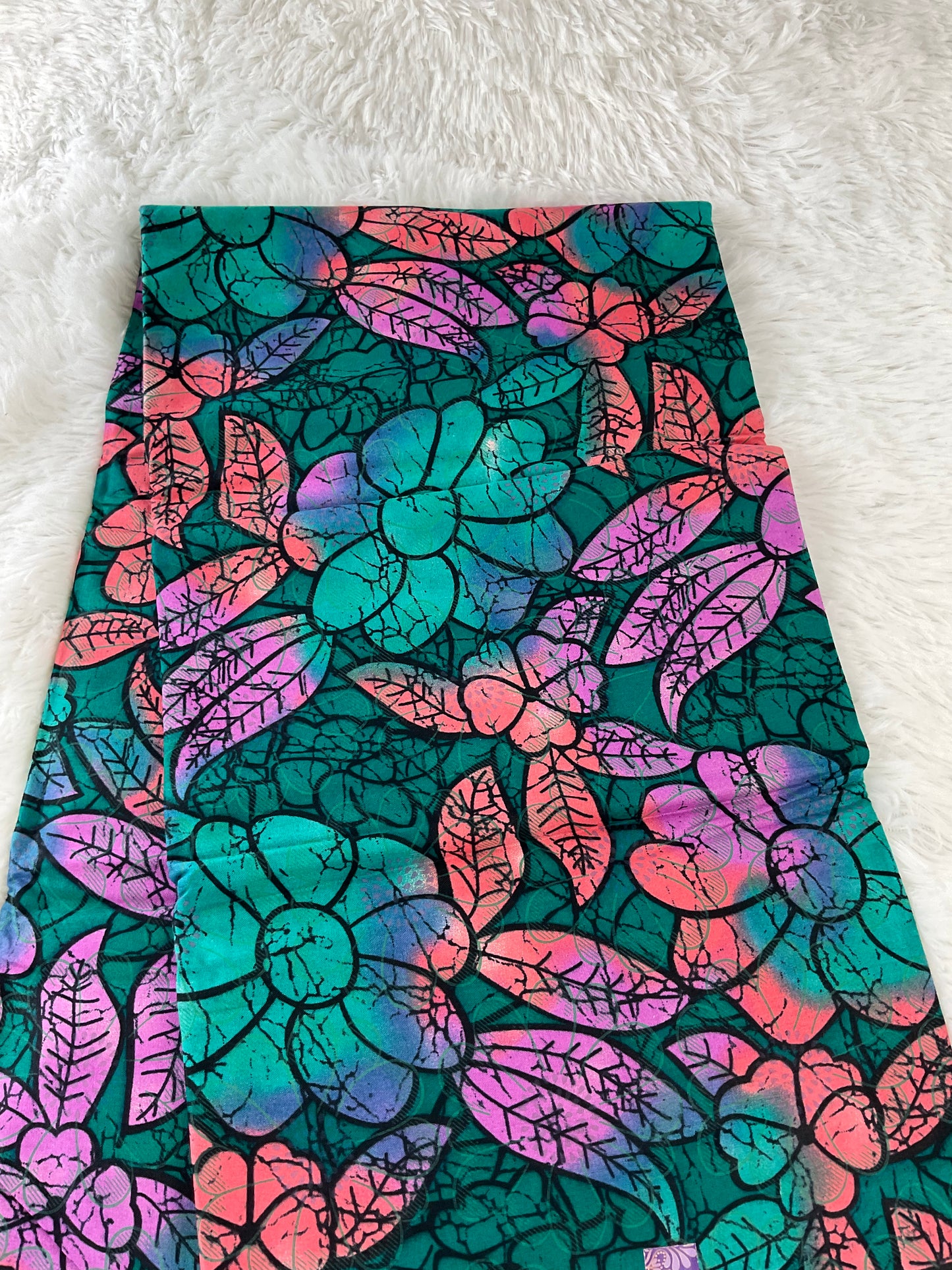 Teal Orange Magenta African Print Fabric/Ankara Fabric Per Yard/100% Cotton Fabric/KM3