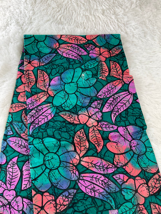 Teal Orange Magenta African Print Fabric/Ankara Fabric Per Yard/100% Cotton Fabric/KM3