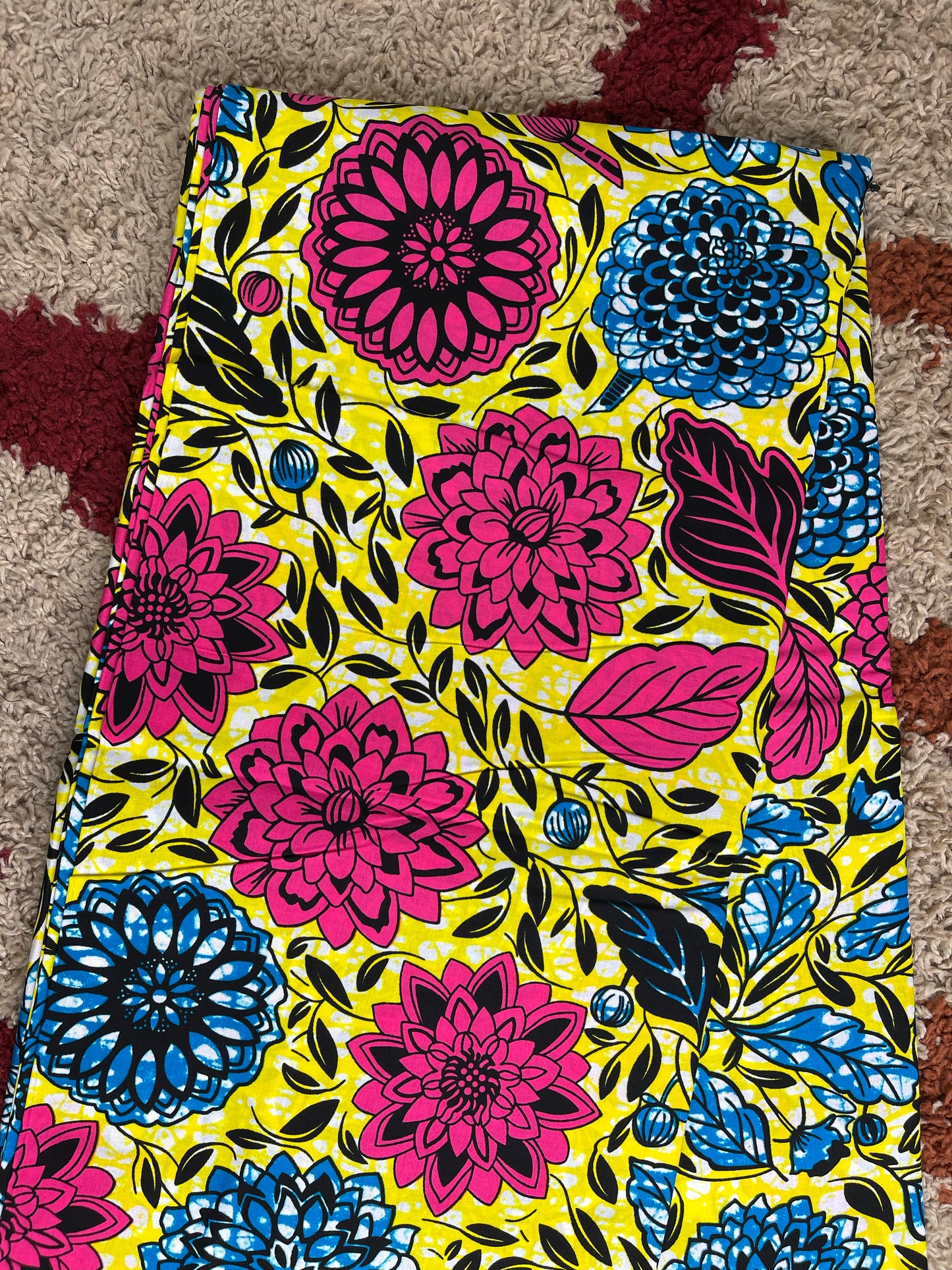 African fabric/Yellow and pink African fabric/ Tribal print/ Ankara fabric