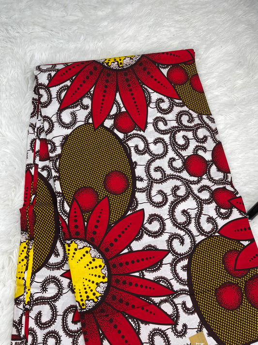 African fabric/African print fabric/Danshiki fabric/Ankara fabric/KM21/White and red ankara fabric